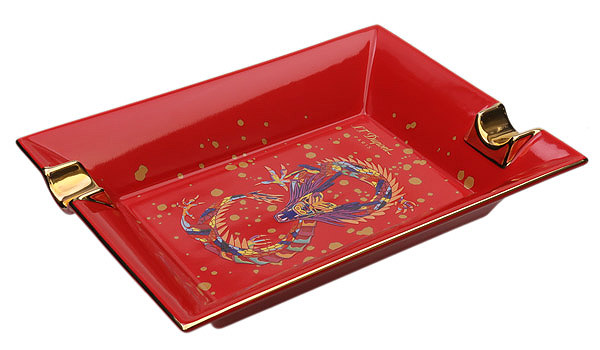 Ashtrays S.T. Dupont Cigar Ashtray - Dragon Burgundy/Gold