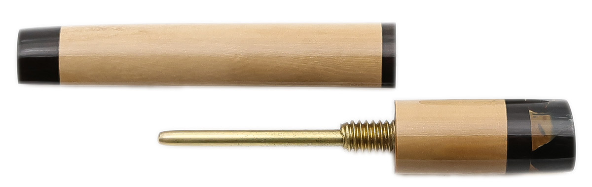 Tampers & Tools Scott Tinker Tamper - Antony Solid Core Wooly Mammoth Ivory, Gaboon and Macassar Ebony, and Blue Amber with Brass Pick