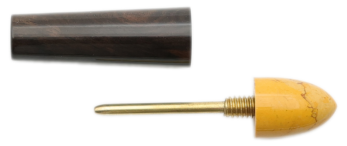 Tampers & Tools Scott Tinker Tamper - Zeppelin Gaboon Ebony and Honey Jasper Resin with Brass Pick
