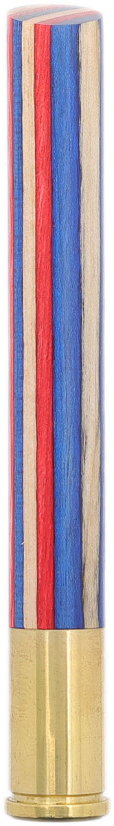 Tampers & Tools Bill Shalosky Tamper - Red and Blue Plywood and .45 Auto Rim