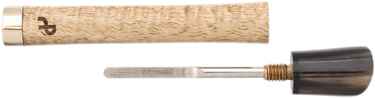 Tampers & Tools Bruno Nuttens Tamper - Curly White Teak with Brass, Horn and Pick