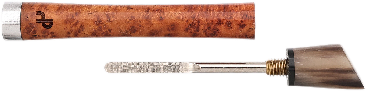 Tampers & Tools Bruno Nuttens Tamper - Gold Amboyna Burl with Nickel, Horn and Pick