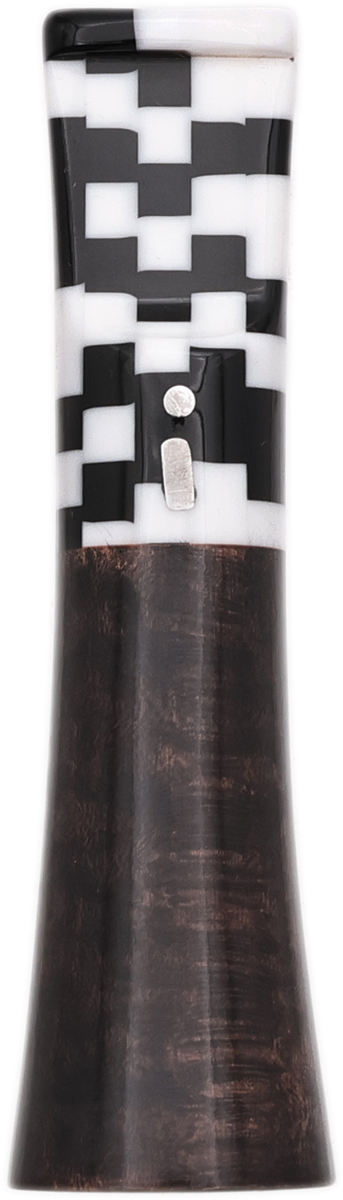 Cutters & Accessories Jacono Toscano Mouthpiece - Dark Briar Classic (Black and White Checker Saddle Stem) (E)