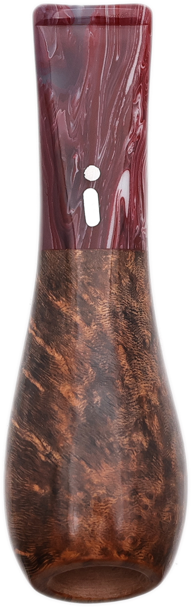 Cutters & Accessories Jacono Toscano Mouthpiece - Brown Briar Angled Bulb (Red and Blue Swirl Tapered Stem) (EE)