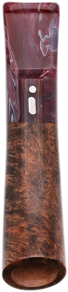 Cutters & Accessories Jacono Toscano Mouthpiece - Brown Briar Angled Classic (Red and Blue Swirl Saddle Stem) (EE)