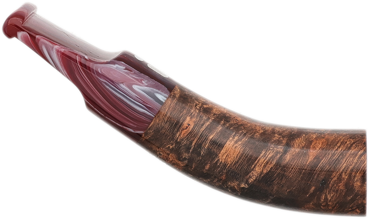 Cutters & Accessories Jacono Toscano Mouthpiece - Brown Briar Angled Classic (Red and Blue Swirl Saddle Stem) (EE)