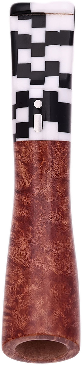 Cutters & Accessories Jacono Toscano Mouthpiece- Briar Angled Classic (Black and White Checker Saddle Stem) (EE)