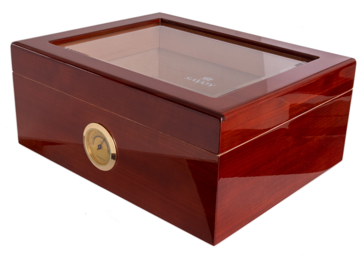 Mahogany Glass Top Medium Humidor Savoy
