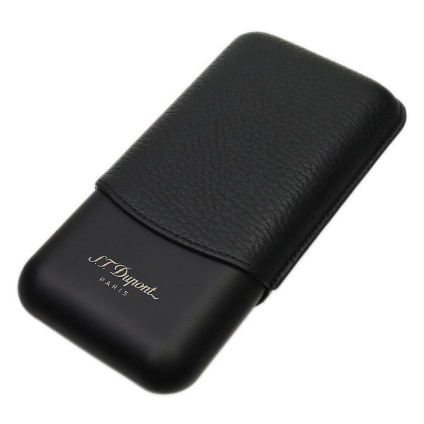 Humidors & Travel Cases S.T. Dupont Three Cigar Case Black Grain/Matte