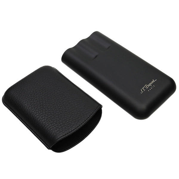 Humidors & Travel Cases S.T. Dupont Three Cigar Case Black Grain/Matte