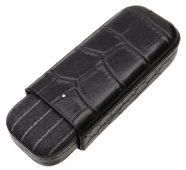 Humidors & Travel Cases Dunhill White Spot Two Cigar Case Black Croc/Grey
