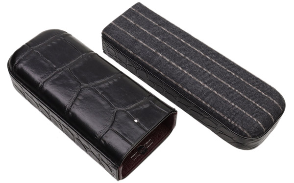 Humidors & Travel Cases Dunhill White Spot Two Cigar Case Black Croc/Grey