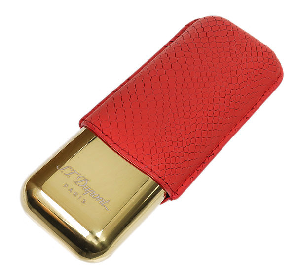 Humidors & Travel Cases S.T. Dupont Two Cigar Case Scale Burgundy/Gold