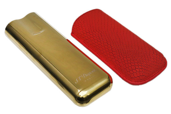 Humidors & Travel Cases S.T. Dupont Two Cigar Case Scale Burgundy/Gold