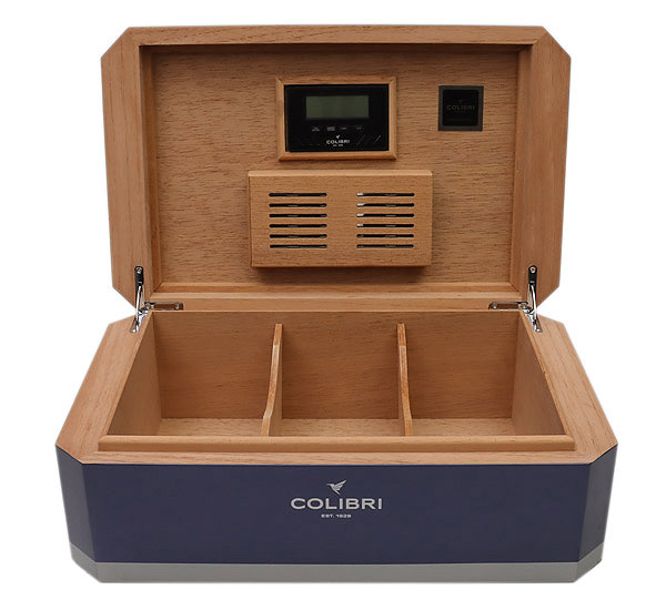Humidors & Travel Cases Colibri Rally Humidor Navy and Silver