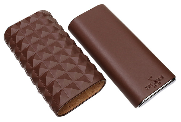 Humidors & Travel Cases Colibri Quasar Triple Cigar Case Brown