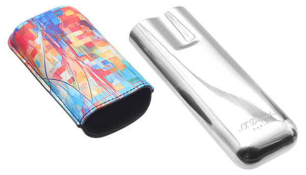Humidors & Travel Cases S.T. Dupont Two Cigar Case Graffiti Multicolor Chrome