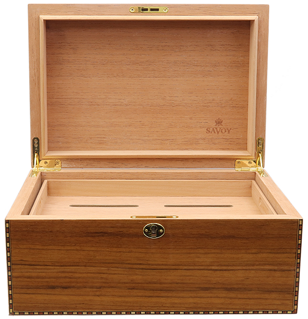 Cigar Accessories Savoy Marquis Caramel Elm Large Humidor
