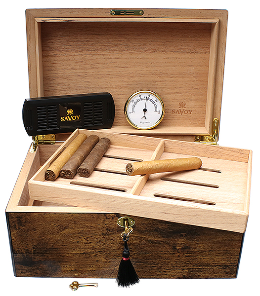 Cigar Accessories Savoy Mesquite Large Humidor