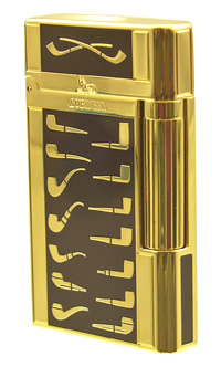 Lubinski Lighters Lubinski Brown/Gold Plate Enamel Pipe Lighter