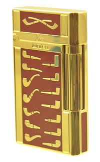 Lubinski Lighters Lubinski Red/Gold Plate Enamel Pipe Lighter