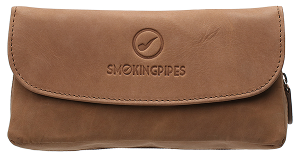 Smokingpipes Gear Smokingpipes.com Leather 2 Pipe Case with Pouch Tan