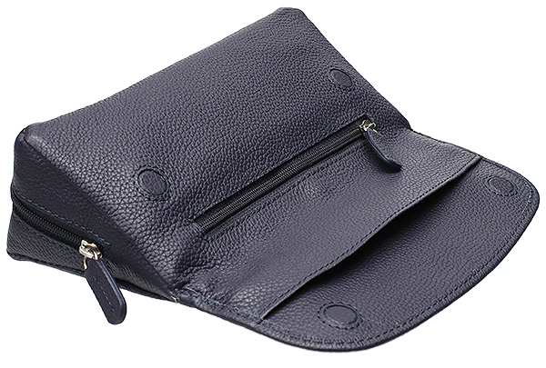 Smokingpipes Gear Smokingpipes.com Leather 2 Pipe Case with Pouch Navy