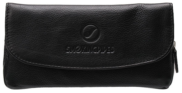 Smokingpipes Gear Smokingpipes.com Leather 2 Pipe Case with Pouch Black