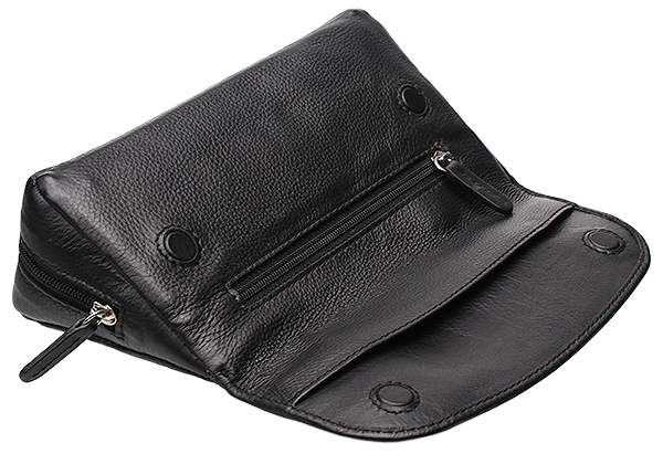 Smokingpipes Gear Smokingpipes.com Leather 2 Pipe Case with Pouch Black