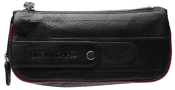 Smokingpipes Gear Smokingpipes.com Leather 2 Pipe Combo with Pipe Cleaner Sleeve Black & Red