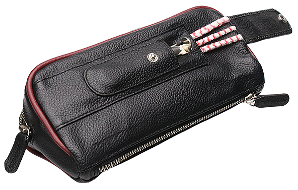 Smokingpipes Gear Smokingpipes.com Leather 2 Pipe Combo with Pipe Cleaner Sleeve Black & Red