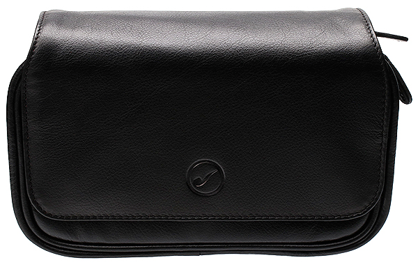 Smokingpipes Gear Smokingpipes.com Leather 3 Pipe Bag with Tobacco Pouch Black