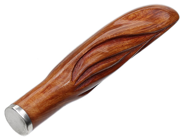 Pipe Supplies Castello Flame Carved Briar and Silver Tamper