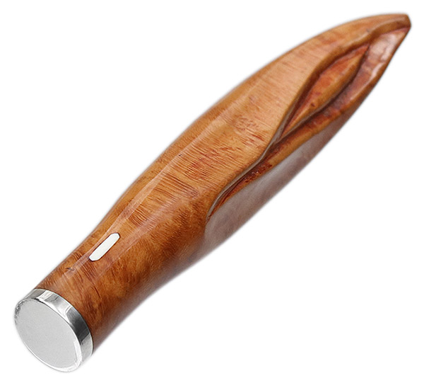 Pipe Supplies Castello Flame Carved Briar and Silver Tamper