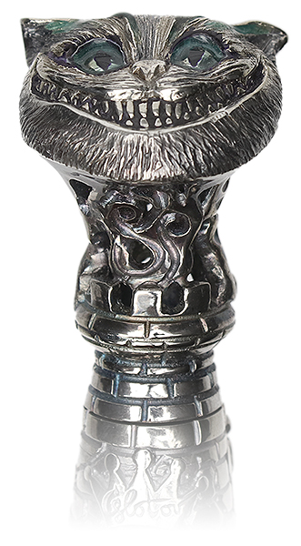 Pipe Supplies Glotov Cheshire Cat Electroplated Nickel Silver Tamper with Case