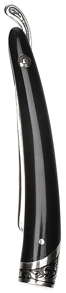 Pipe Supplies Glotov Straight Razor Electroplated Nickel Silver and Buffalo Horn Tamper with Case