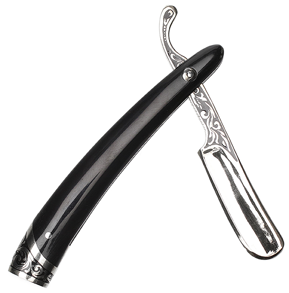 Pipe Supplies Glotov Straight Razor Electroplated Nickel Silver and Buffalo Horn Tamper with Case