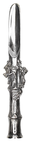Pipe Supplies Glotov Frogs and Bamboo Electroplated Nickel Silver Tamper with Case