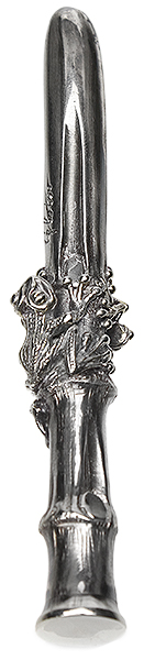Pipe Supplies Glotov Frogs and Bamboo Electroplated Nickel Silver Tamper with Case