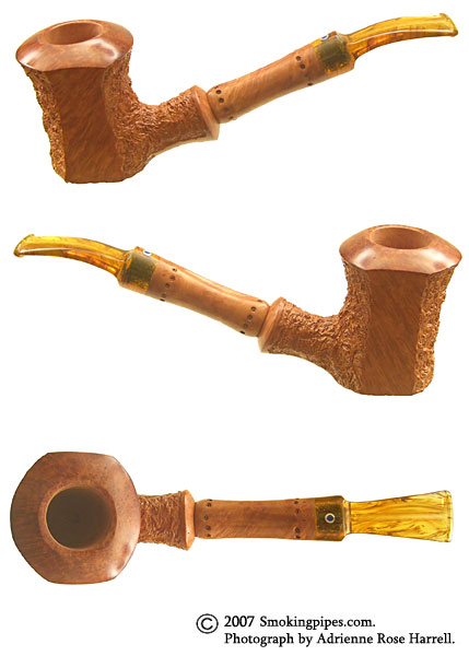 Ardor Urano Brown Partially Rusticated Cherrywood with Faux Bamboo Briar Shank Extension
