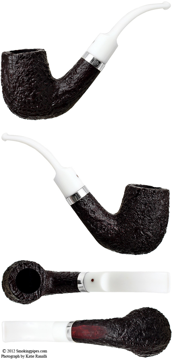 Ashton Pebble Grain Bent Billiard with Silver Band (LX)
