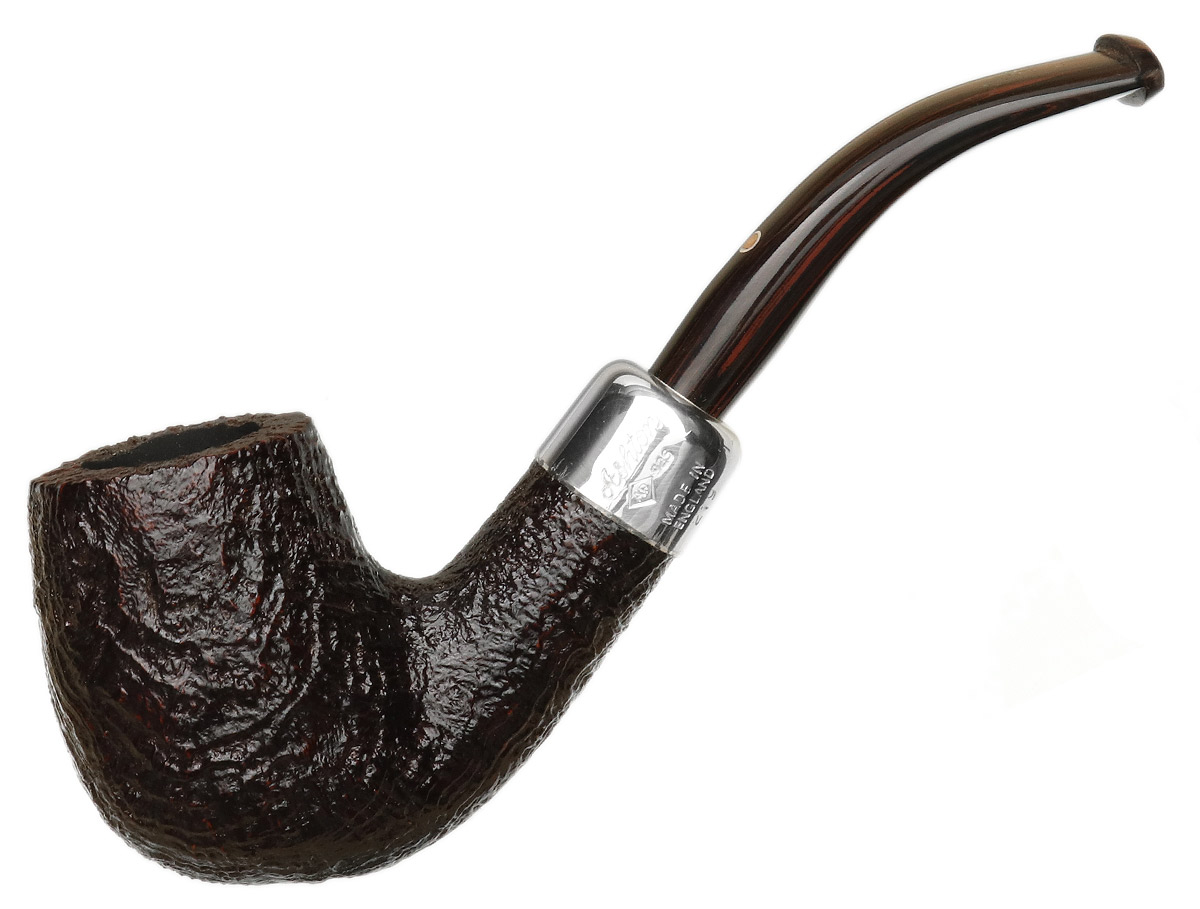 Ashton: Pebble Grain Bent Billiard with Silver Army Mount (XXX) Tobacco Pipe