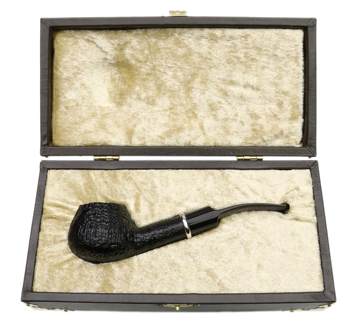 Ashton: Ebony Bent Brandy with Silver (XXX) (with Case) Tobacco Pipe