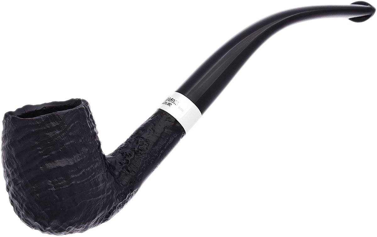 Peterson Junior Sandblasted Silver Mounted Bent Billiard Fishtail
