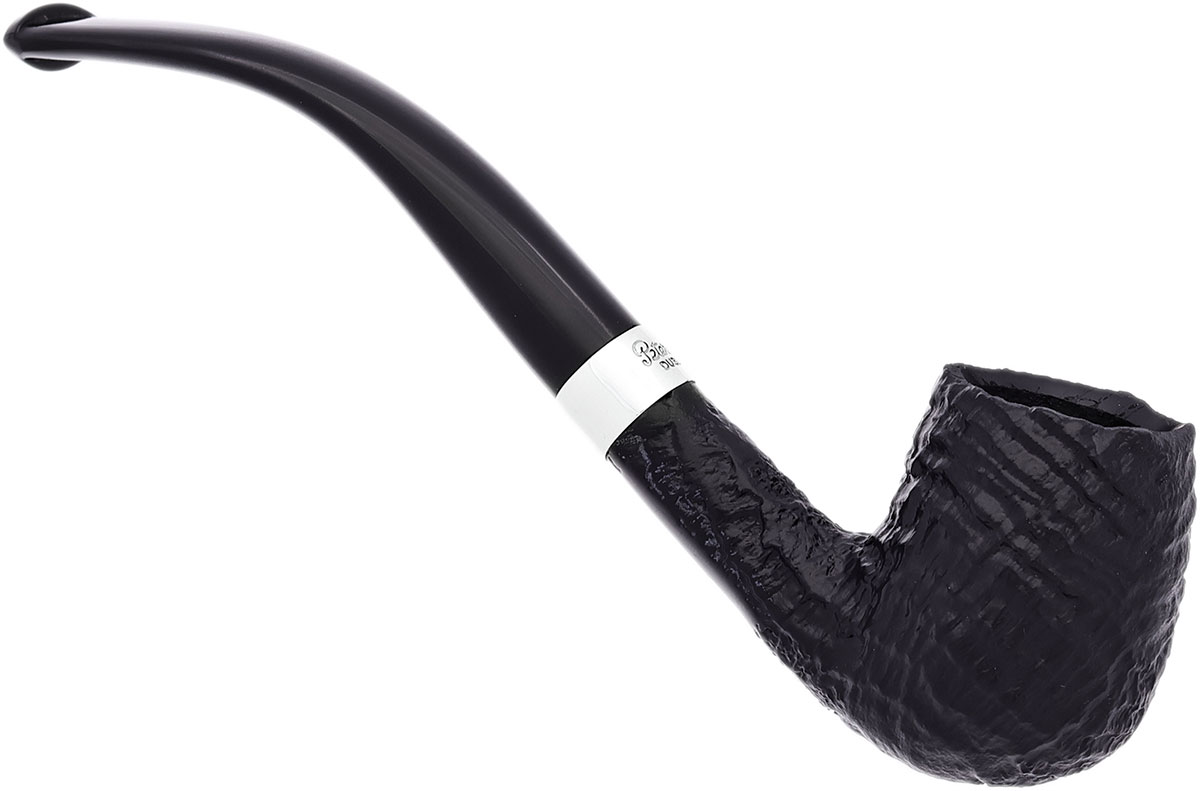 Peterson Junior Sandblasted Silver Mounted Bent Billiard Fishtail