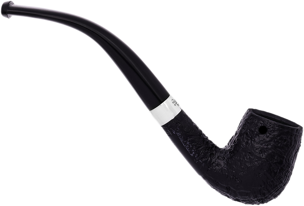 Peterson Junior Sandblasted Silver Mounted Bent Billiard Fishtail