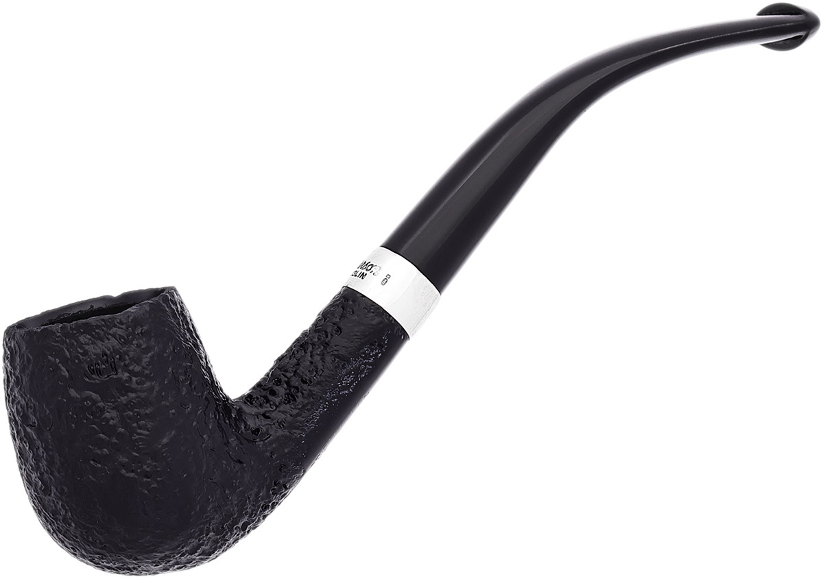 Peterson Junior Sandblasted Silver Mounted Bent Billiard Fishtail