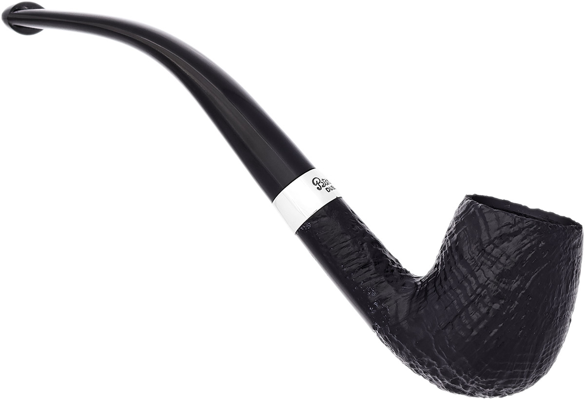 Peterson Junior Sandblasted Silver Mounted Bent Billiard Fishtail