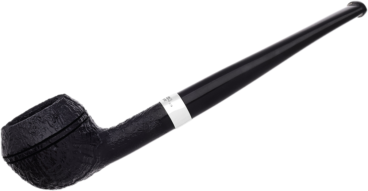 Junior Sandblasted Silver Mounted Squat Rhodesian Fishtail Tobacco Pipe