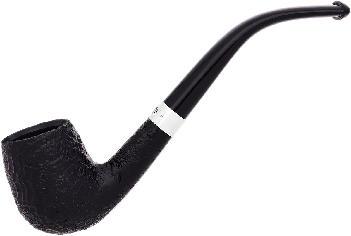 Peterson Junior Sandblasted Silver Mounted Bent Billiard Fishtail